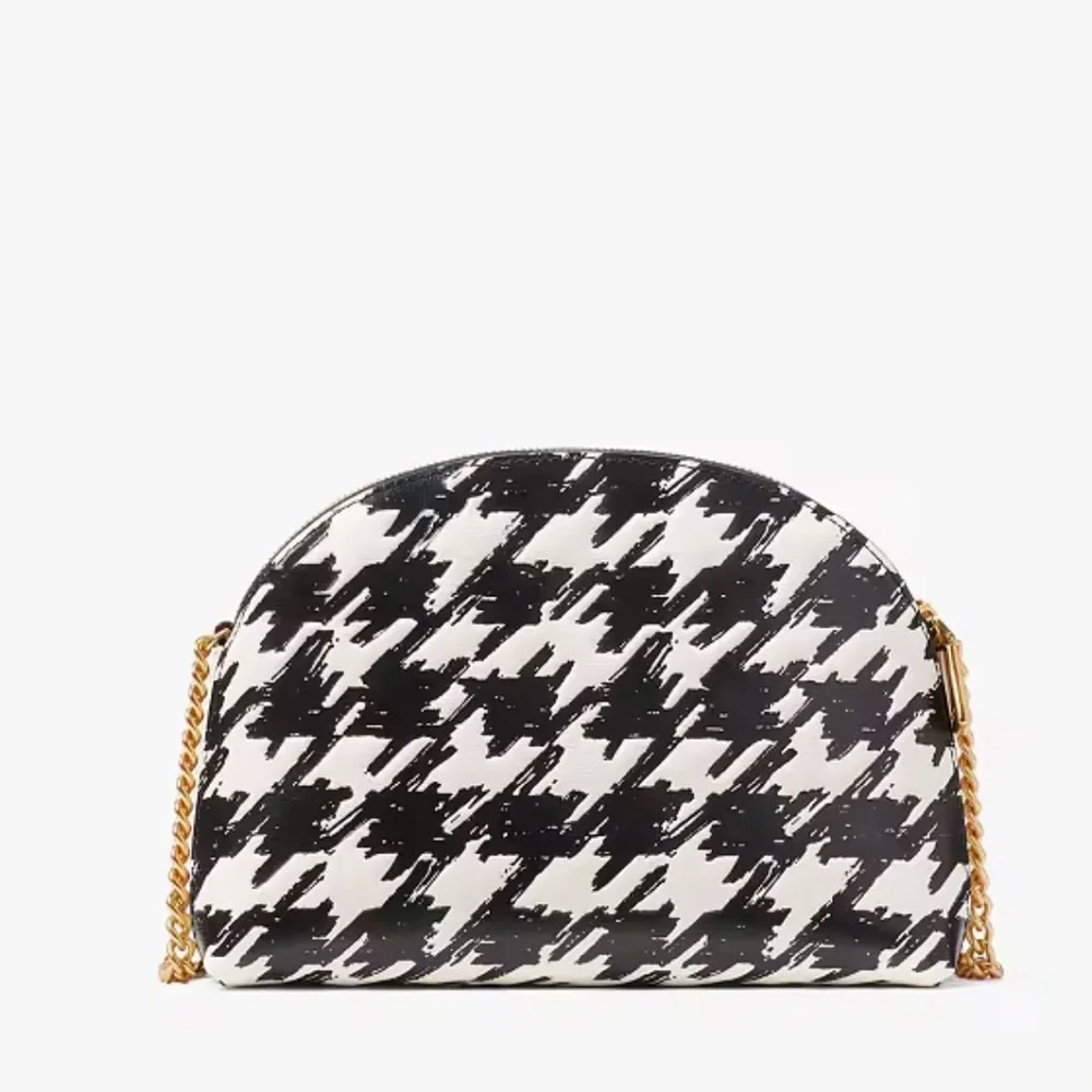 NWT Kate Spade Morgan Painterly Houndstooth Double-zip Dome Crossbody